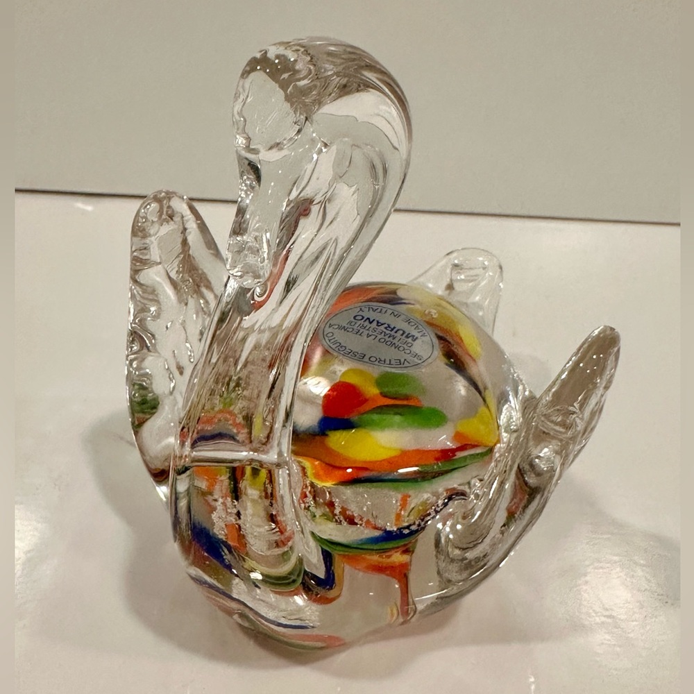 NEW! Murano Swan Handblown Glass Figurine! Made in Italy!